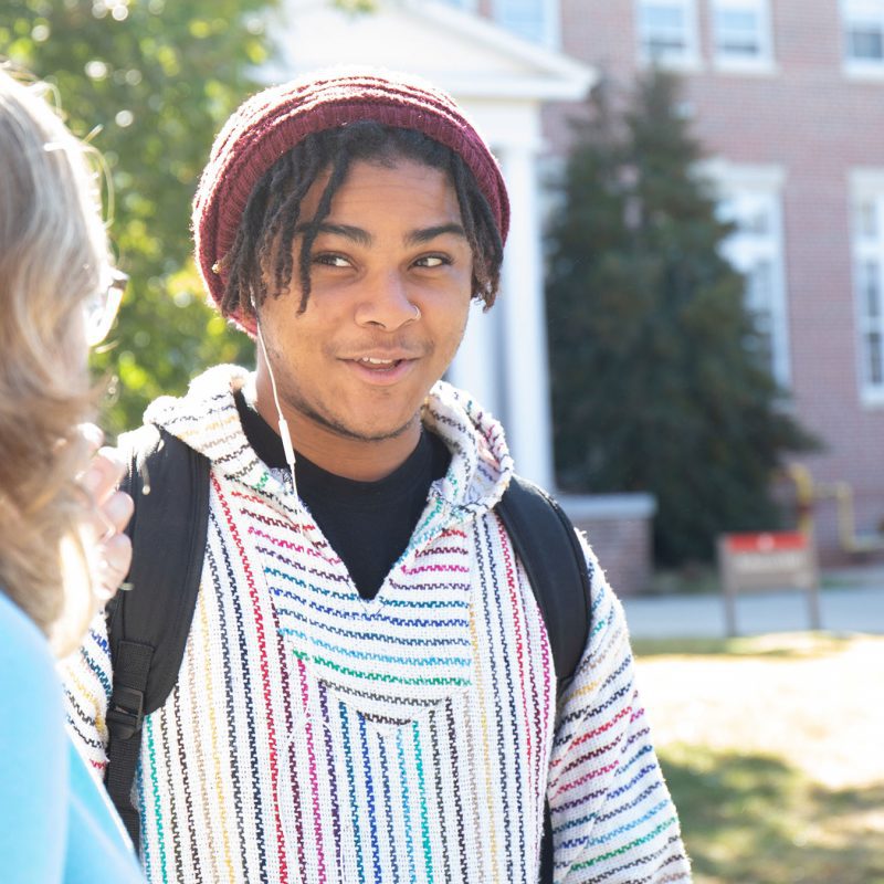 Students talking on the BC Mall