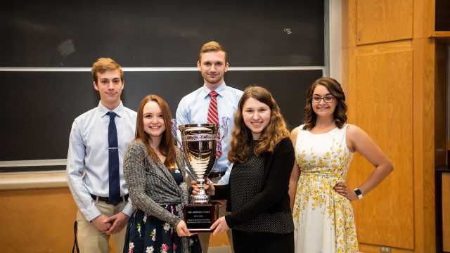 Students pose with the Bridgewater College Showker Award