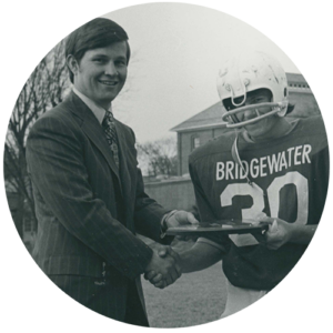 Nathan Miller presenting M-V-P award to Chris Sizemore in 1972