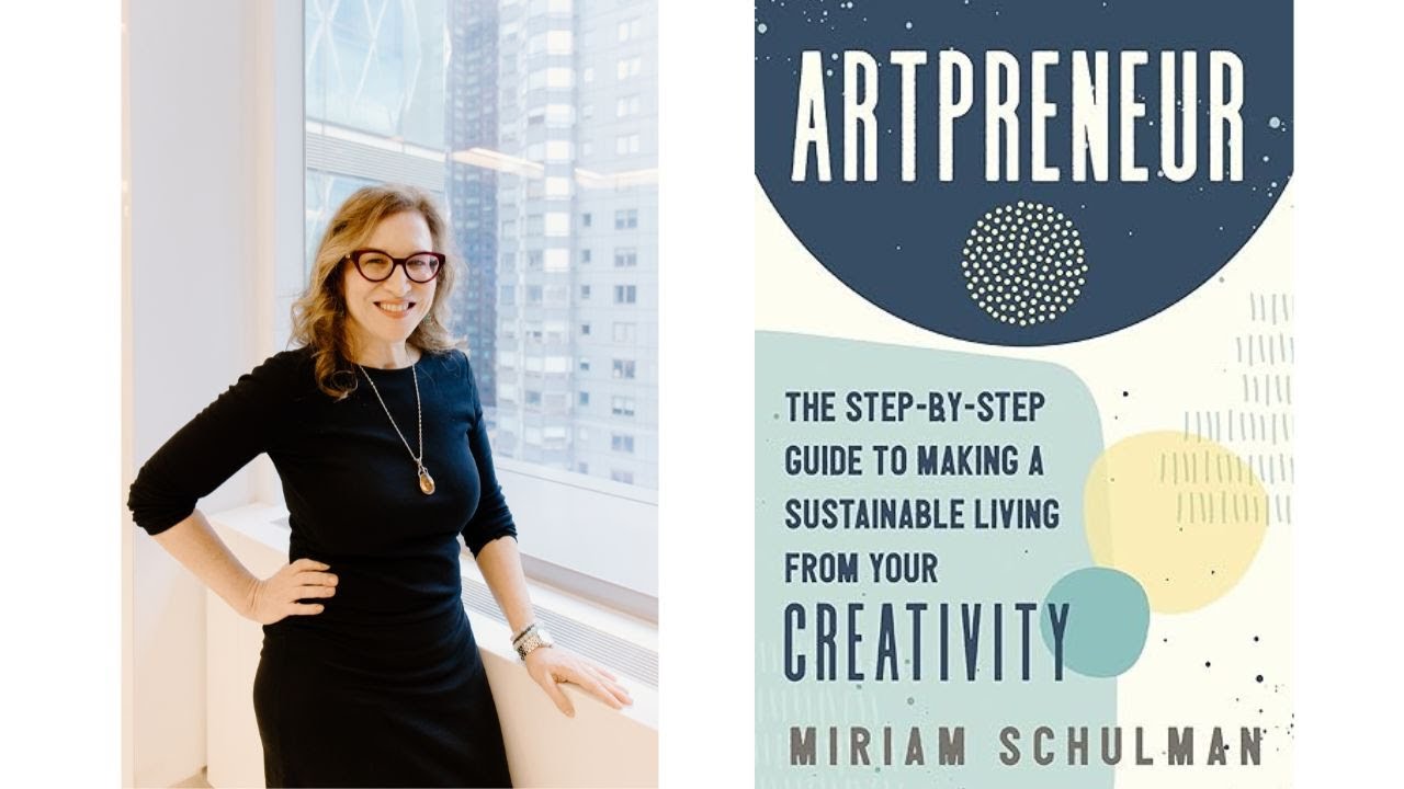 Portrait of Mariam Schulman. Book cover - Artpreneur. The step-by-step guide to making a sustainable living from your creativity. Mariam Schulman.