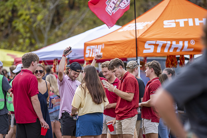 People having fun at homecoming tailgate