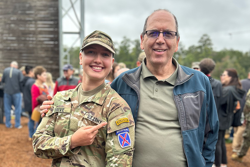 Jessica Touve graduated from the U.S. Army Ranger School and is one of only 125 women who have become Army Rangers to date. She is pictured here with her father