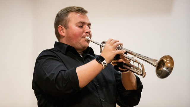 Student playing the trumpet