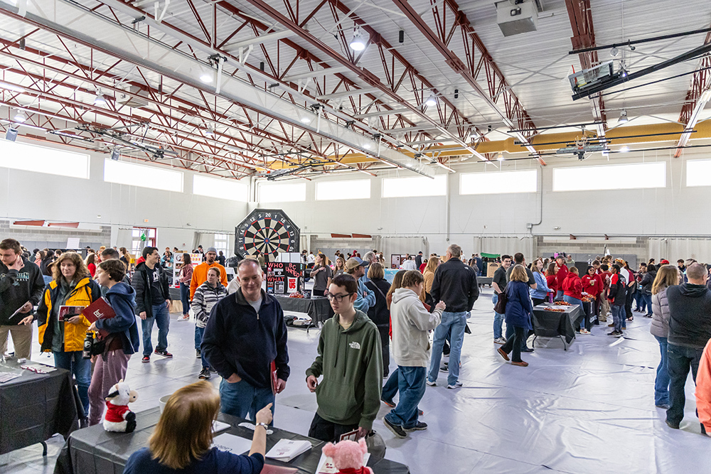 Funkhouser Center full of people during Student clubs and organizations fair