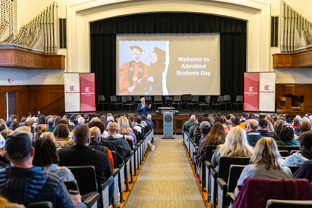 Cole Hall packed with people during Admitted Students Day