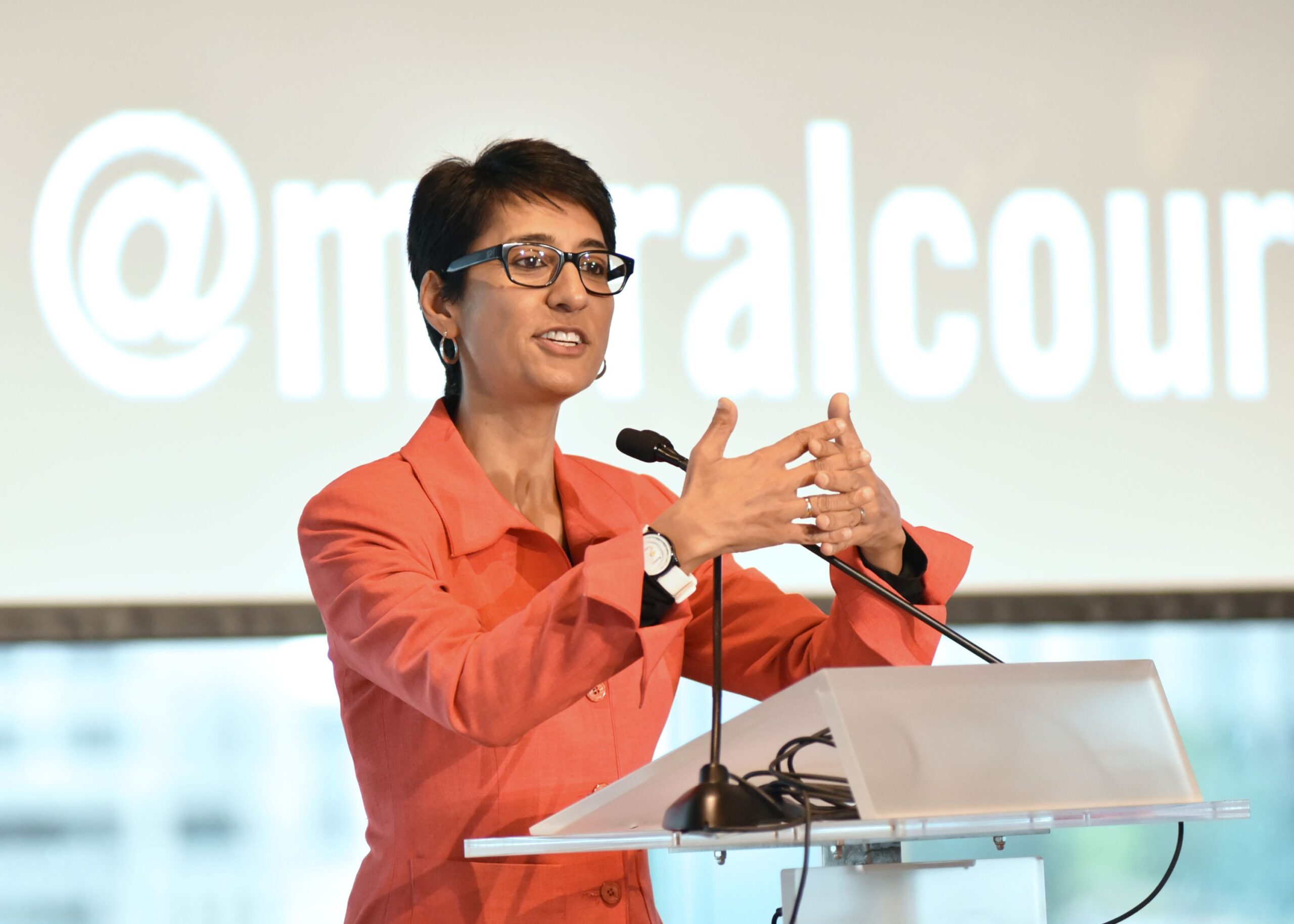 Irshad Manji giving a lecture