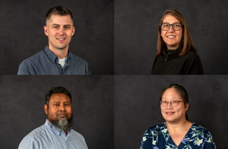 Headshots of four new faculty