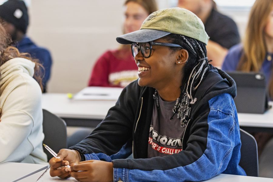 Student in a class at Bridgewater College.